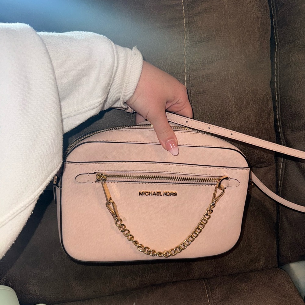 Michael Kors Blush Crossbody Bag with Gold Chain